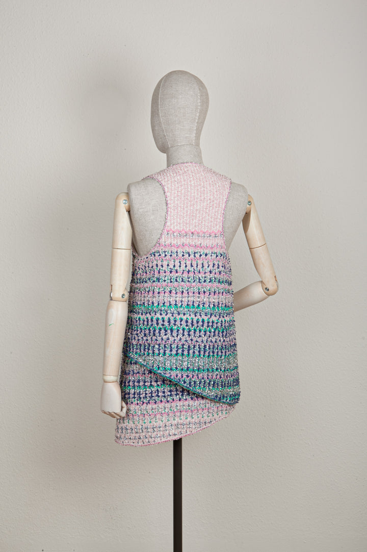 CHANEL Two Piece Tweed Pink Blue