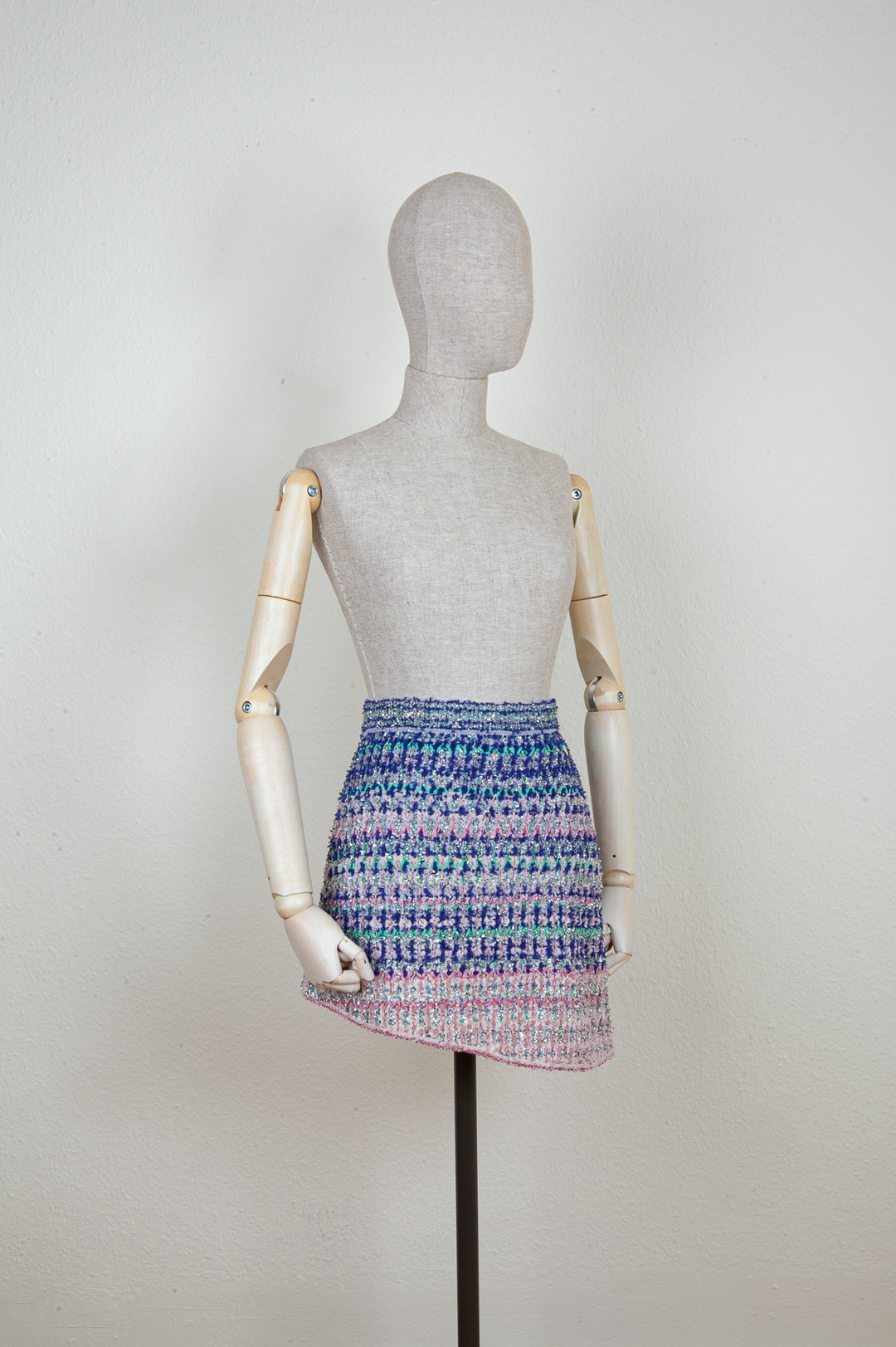 CHANEL Two Piece Tweed Pink Blue