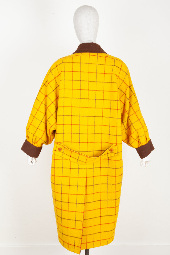 HERMÈS Coat Wool Check Yellow