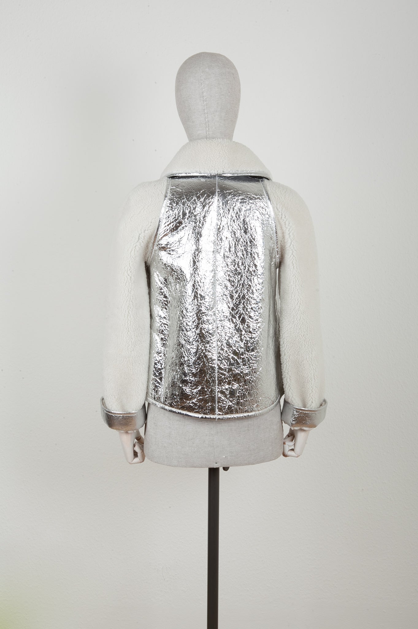 CHANEL Shearling Jacket with Metallic Leather Application – REAWAKE