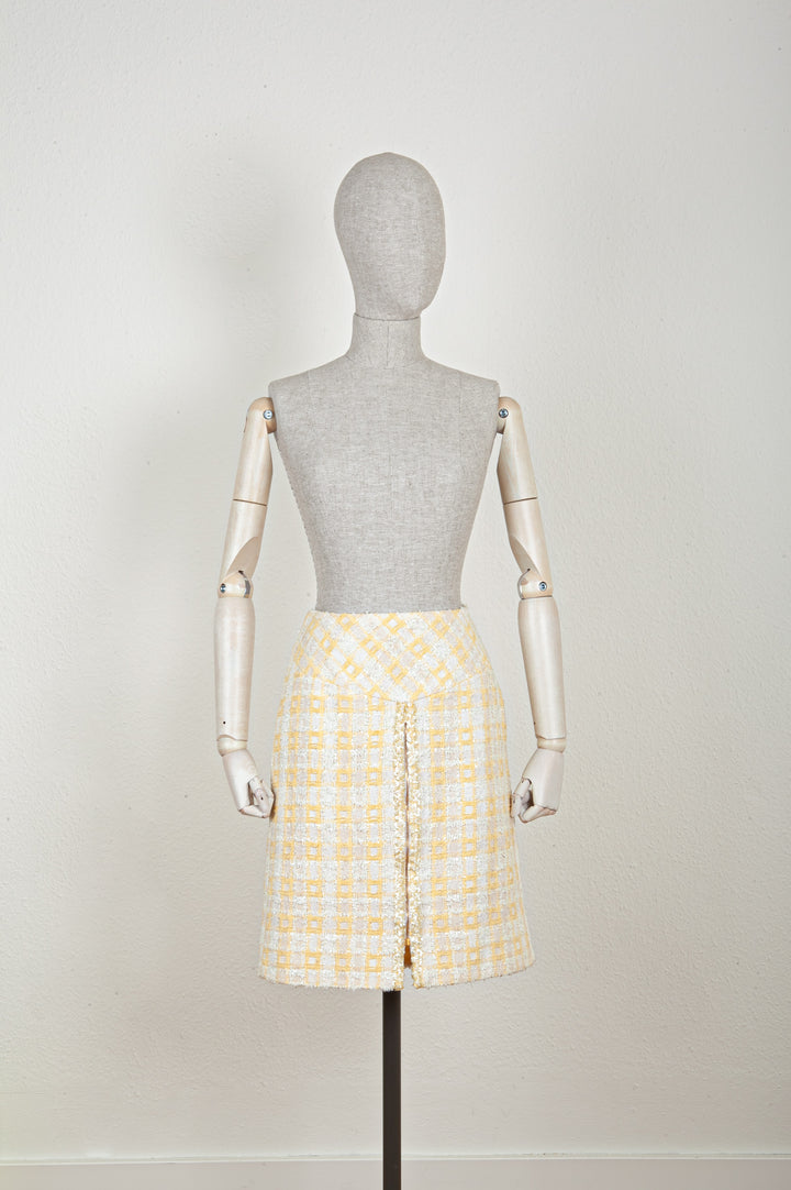 CHANEL Two Piece Tweed Yellow 1995