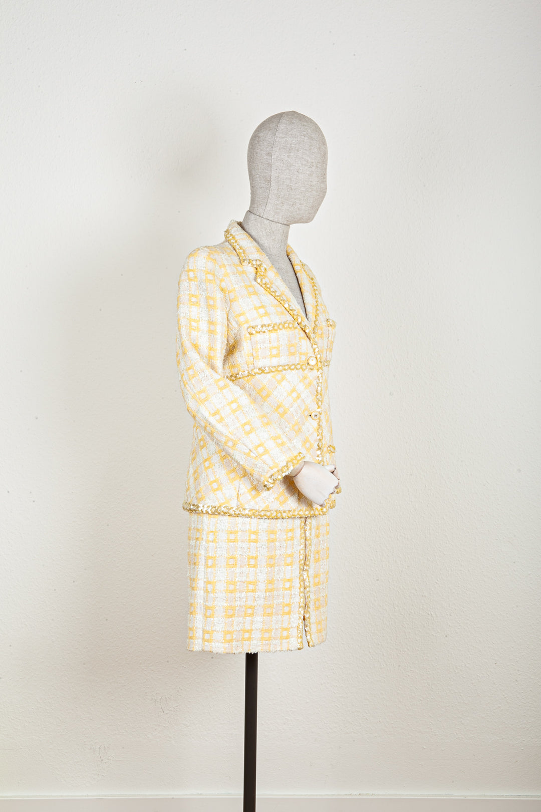 CHANEL Two Piece Tweed Yellow 1995