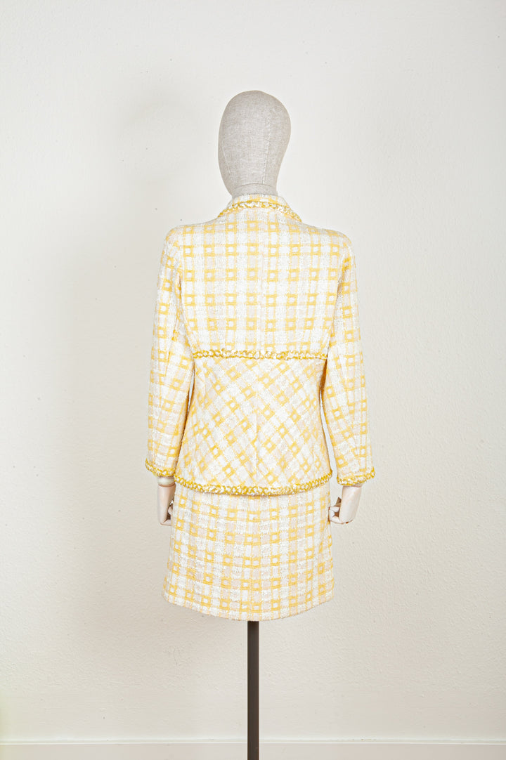 CHANEL Two Piece Tweed Yellow 1995