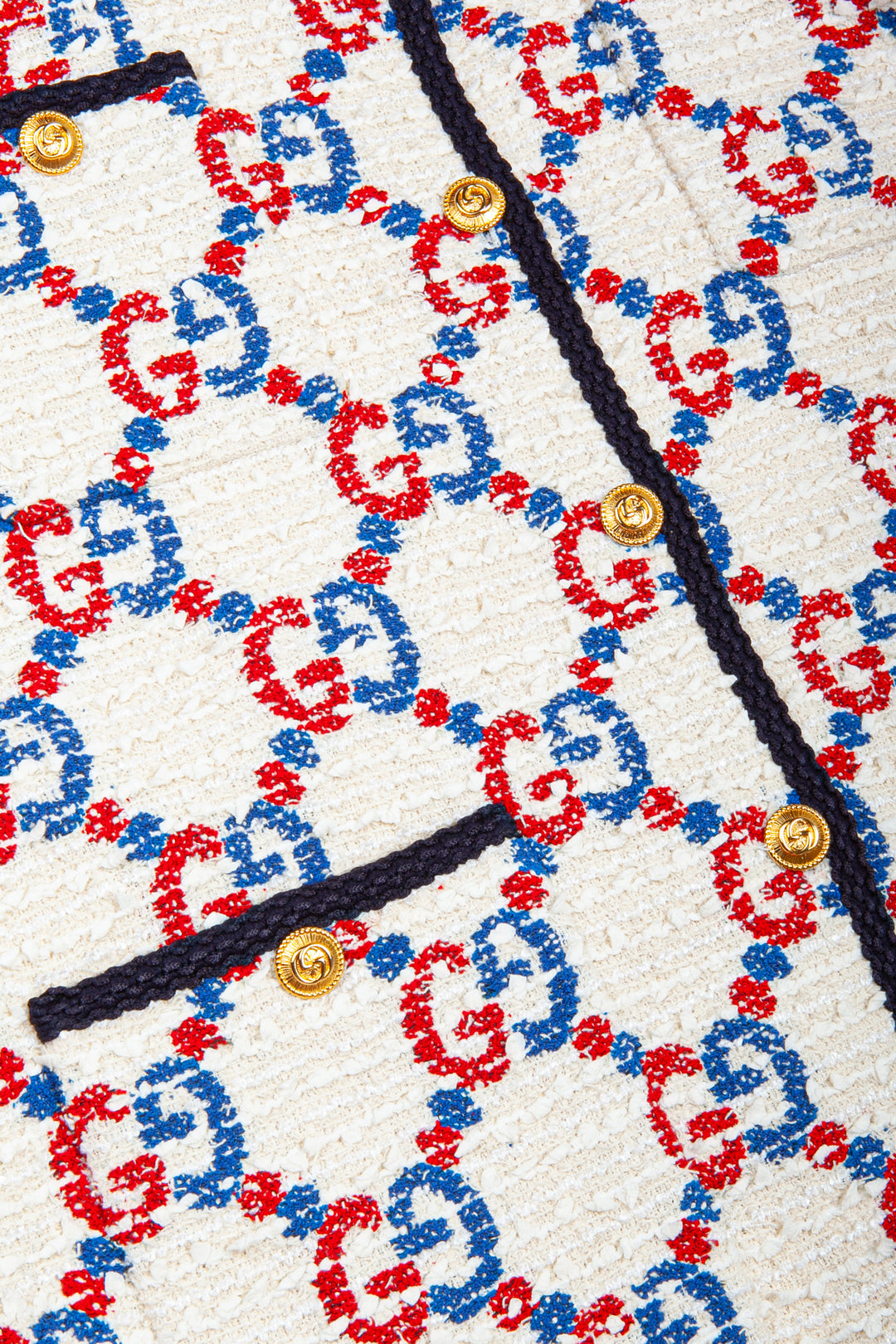 GUCCI Sylvie Tweed Jacket White Red Blue