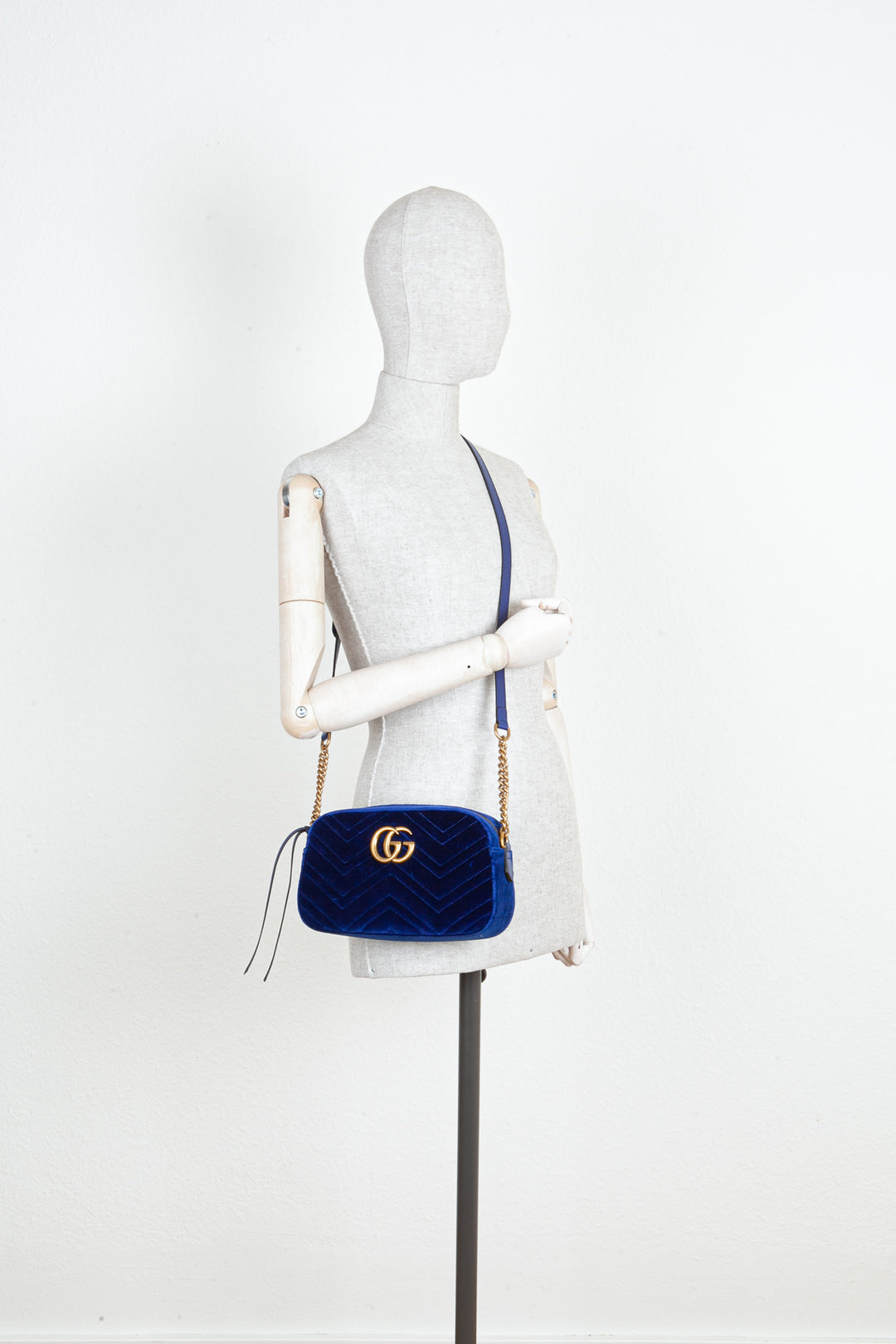 GUCCI Marmont Crossbody Bag Velvet Blue