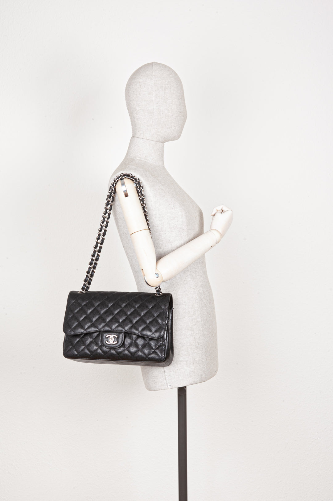 CHANEL Double Flap Bag Large Caviar Black