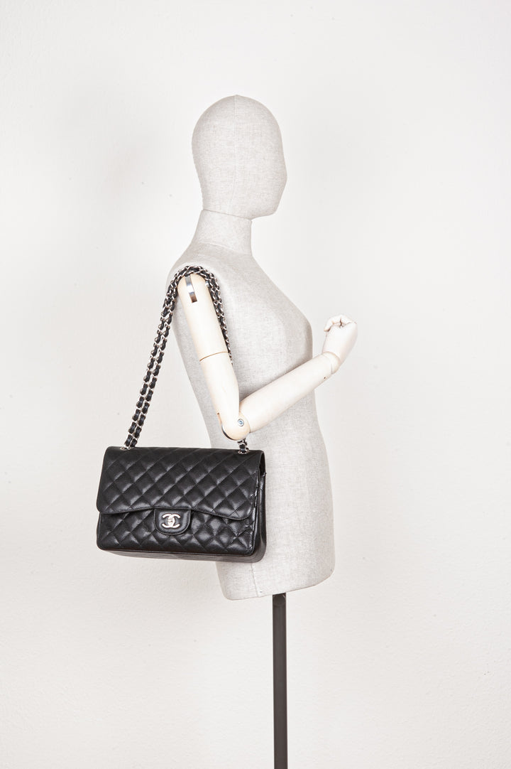 CHANEL Double Flap Bag Large Caviar Black