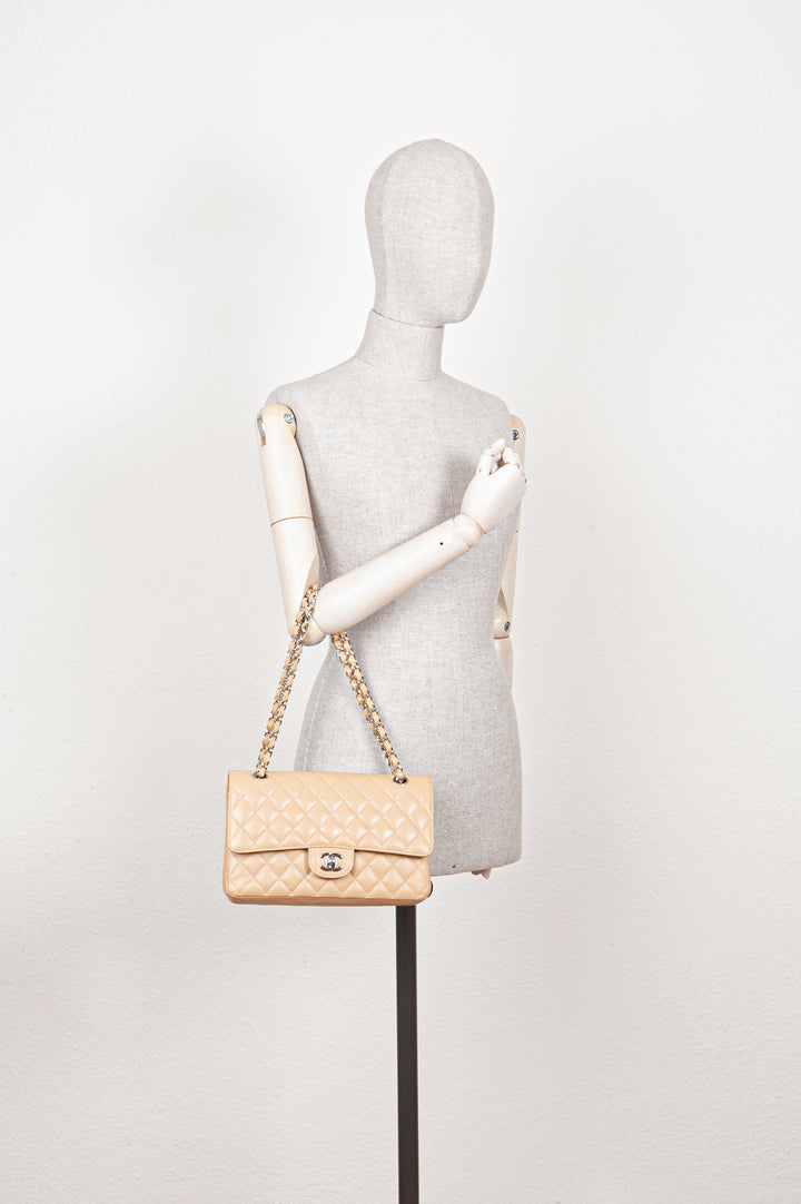 CHANEL Double Flap Bag Caviar Beige