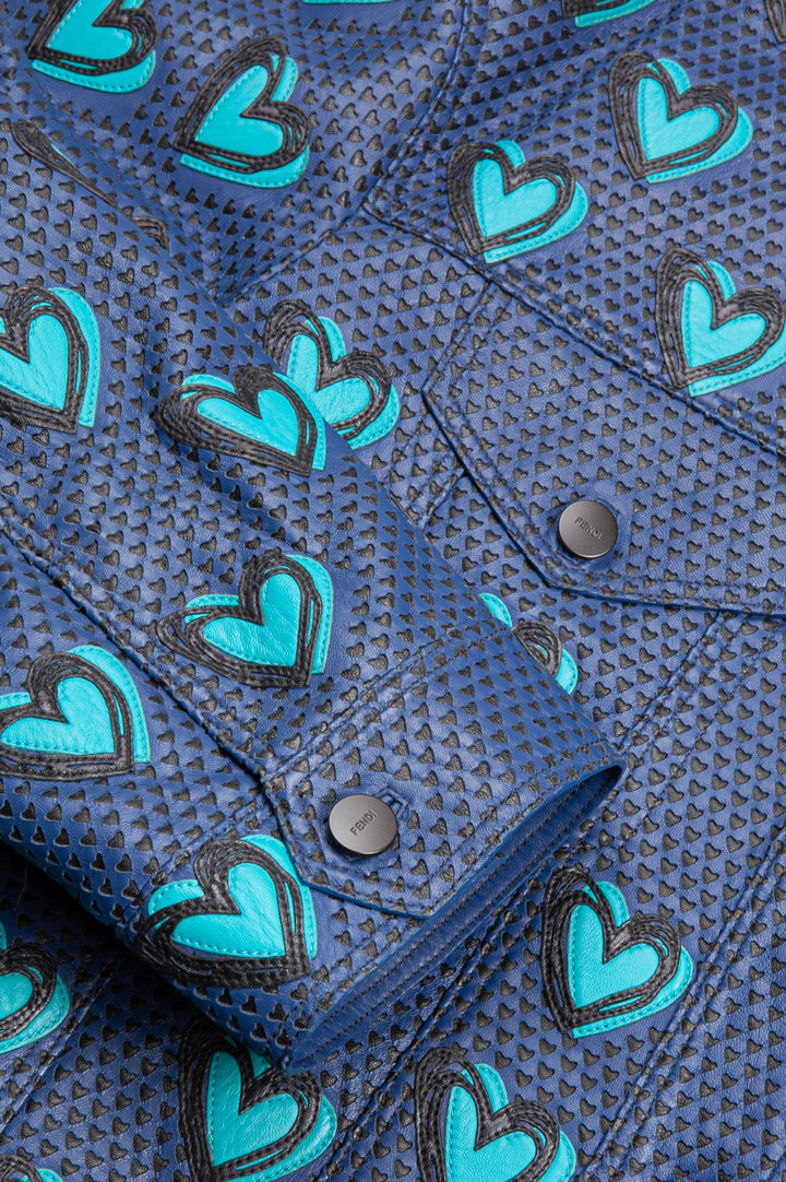 FENDI Jacket Leather Hearts Blue