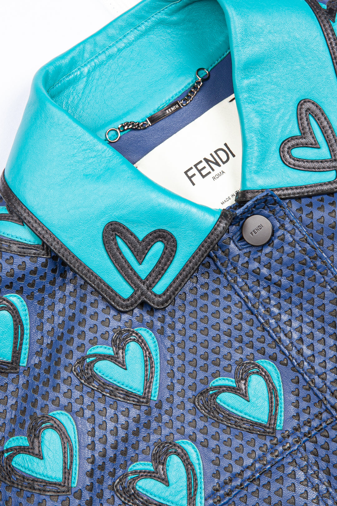 FENDI Jacket Leather Hearts Blue