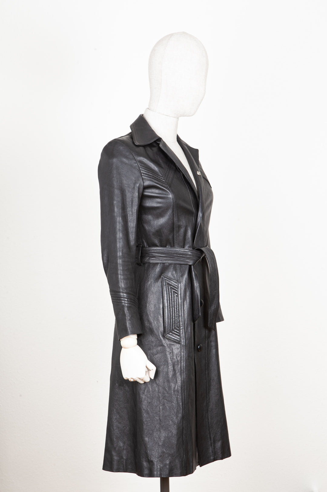 SAINT LAURENT Leather Coat Black