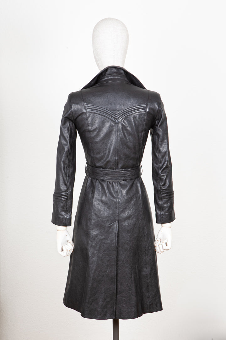 SAINT LAURENT Leather Coat Black