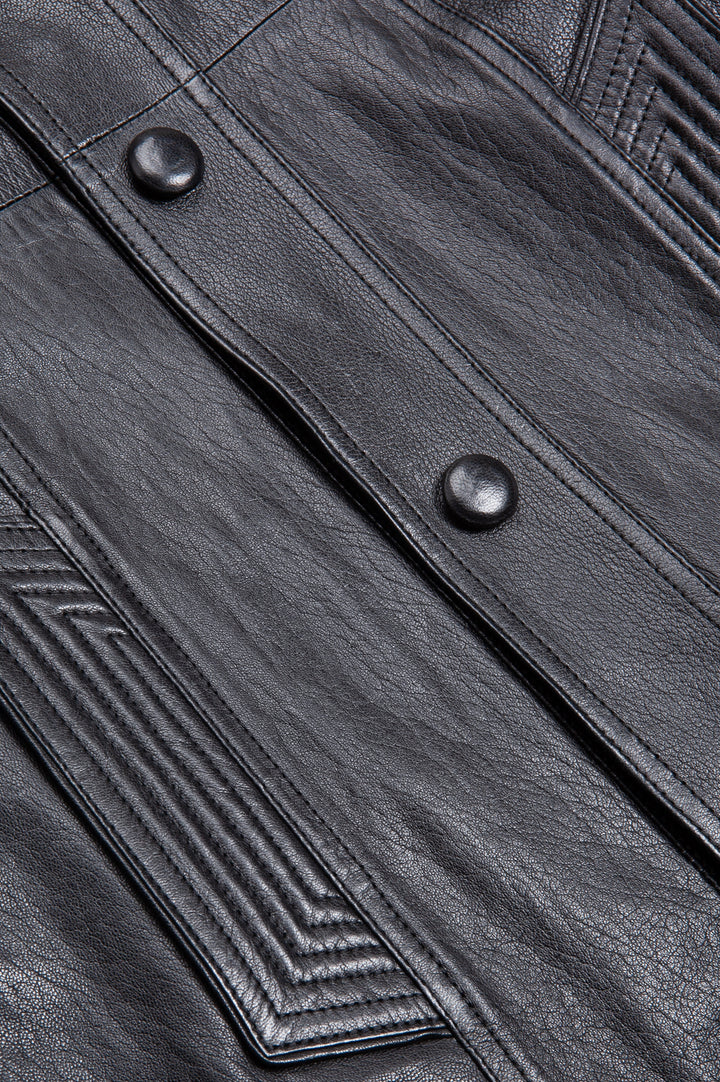 SAINT LAURENT Leather Coat Black