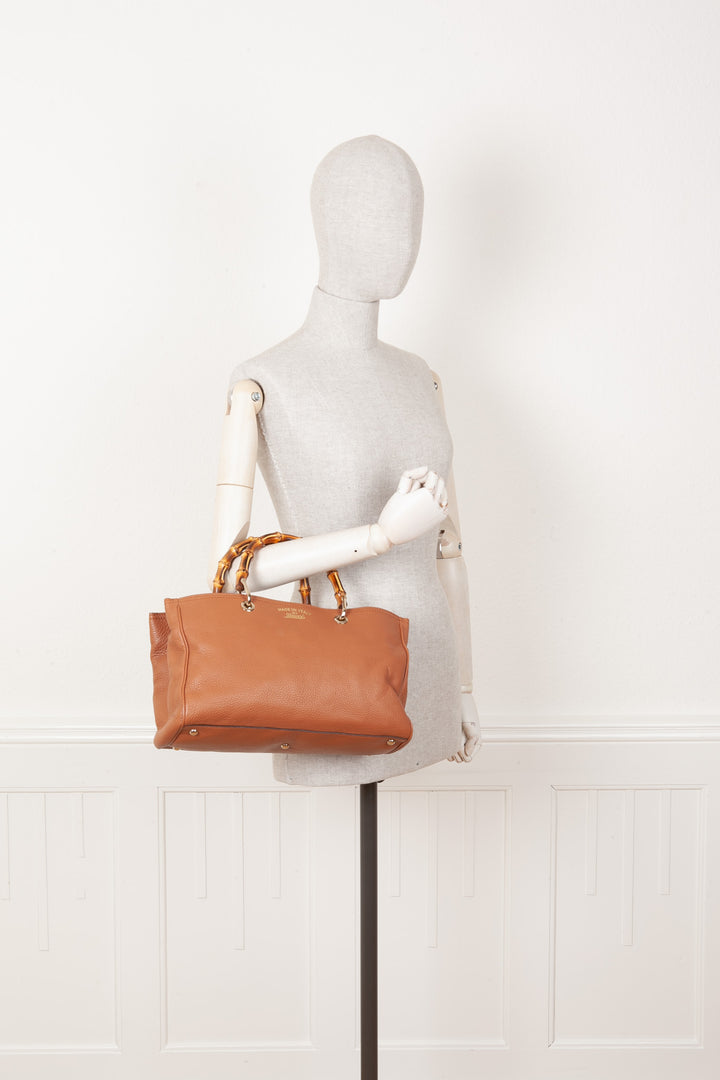 GUCCI Bamboo 2-Way Tote Brown