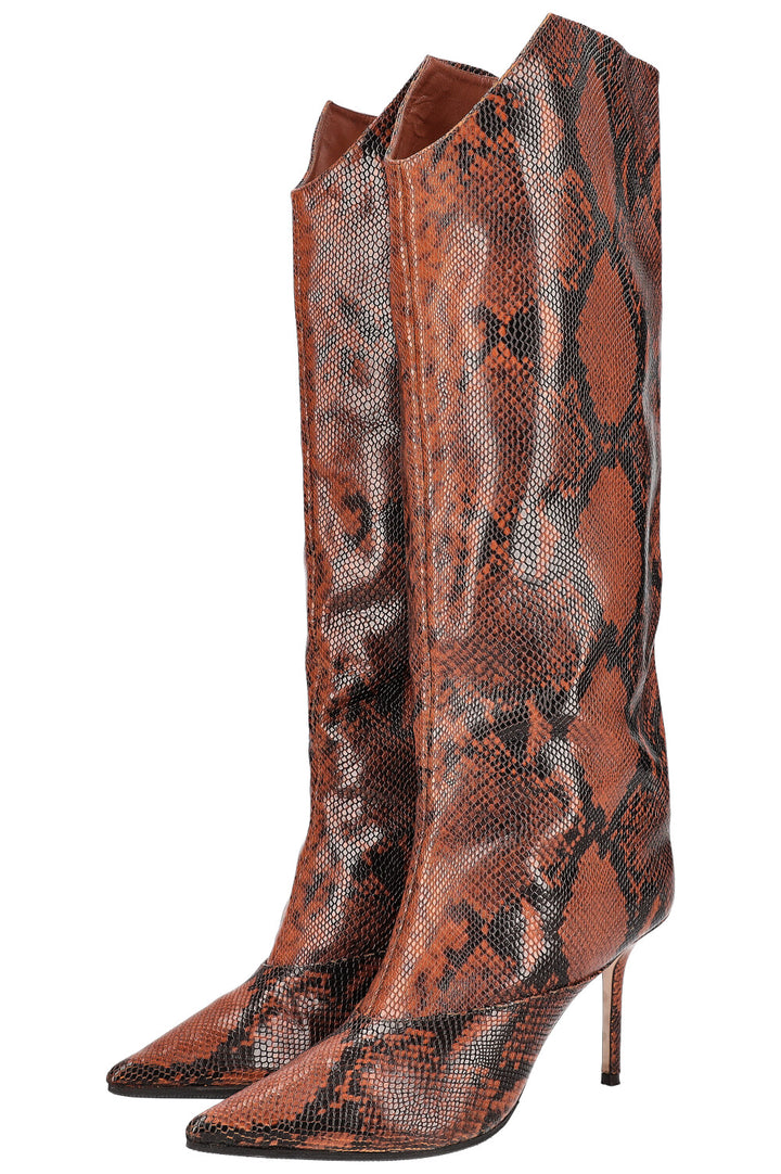 JIMMY CHOO Boots Snake Print Brown