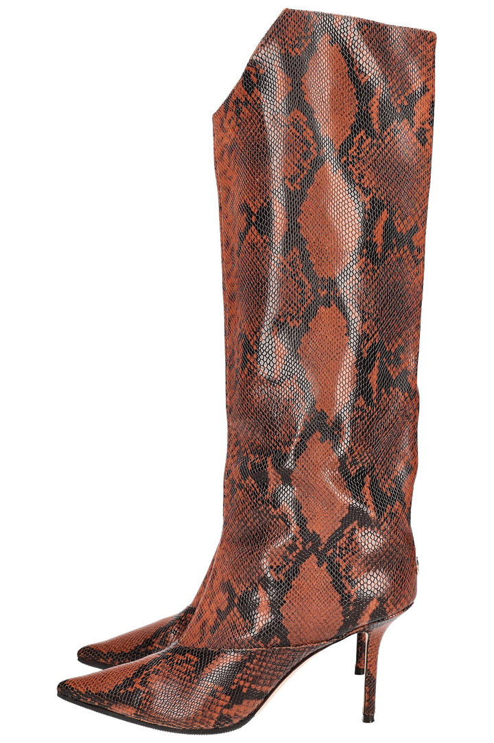 JIMMY CHOO Boots Snake Print Brown