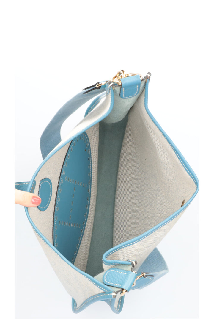 HERMÈS Evelyne PM Toile Canvas Blue Jeans