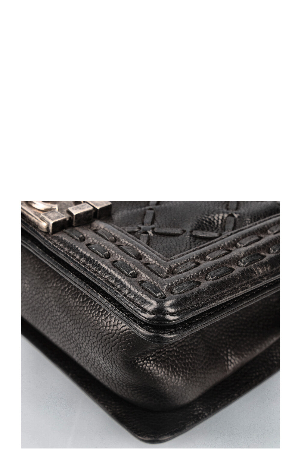 CHANEL Small Boy Whipstitch Caviar Black