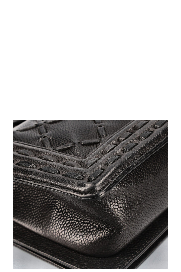 CHANEL Small Boy Whipstitch Caviar Black