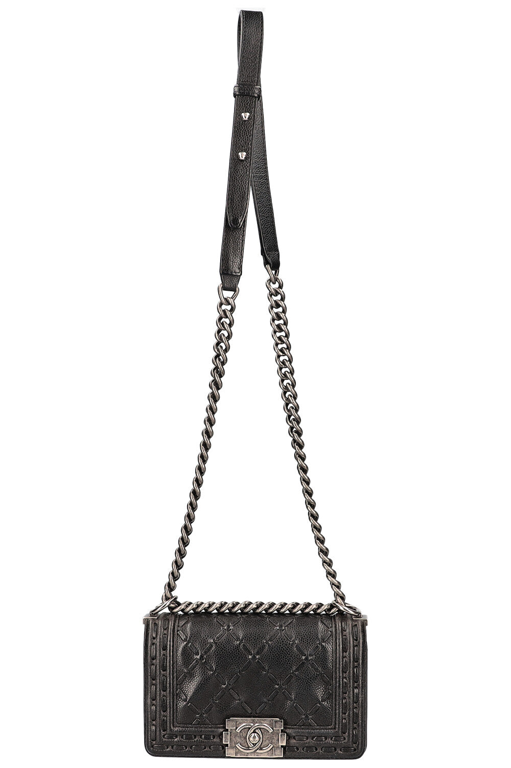 CHANEL Small Boy Whipstitch Caviar Black