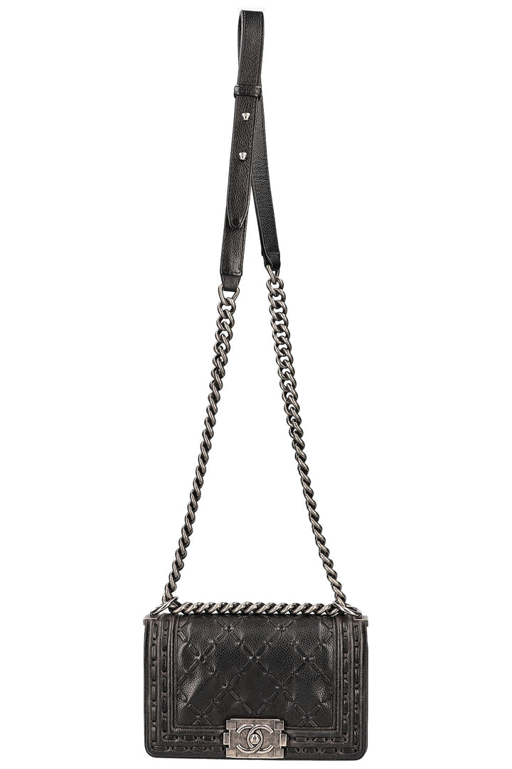 CHANEL Small Boy Whipstitch Caviar Black