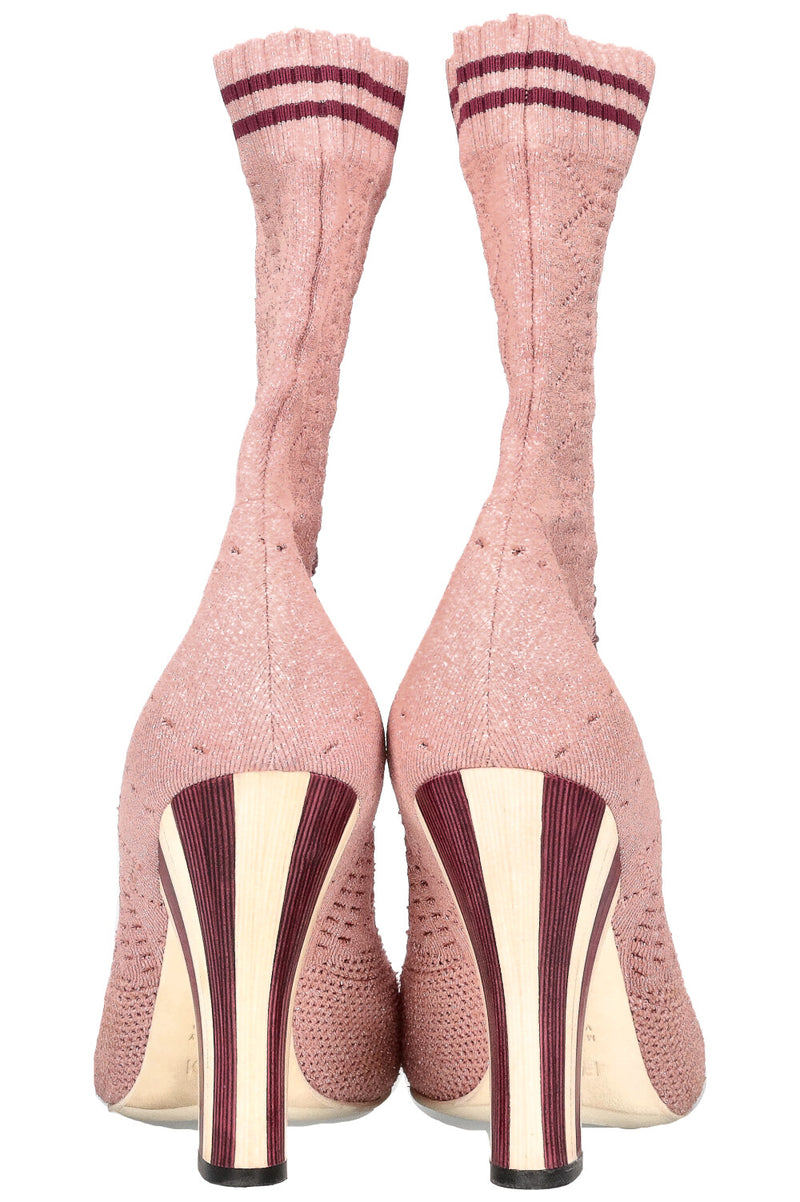 FENDI Heels Boots Stretch Fabric Glitter Pink
