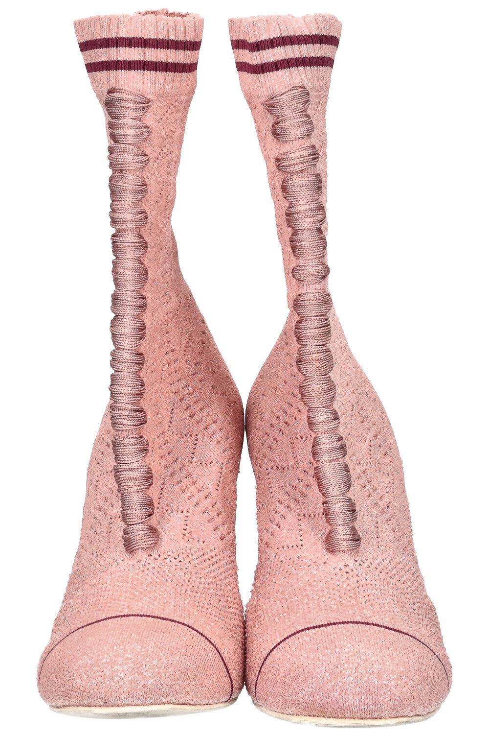 FENDI Heels Boots Stretch Fabric Glitter Pink
