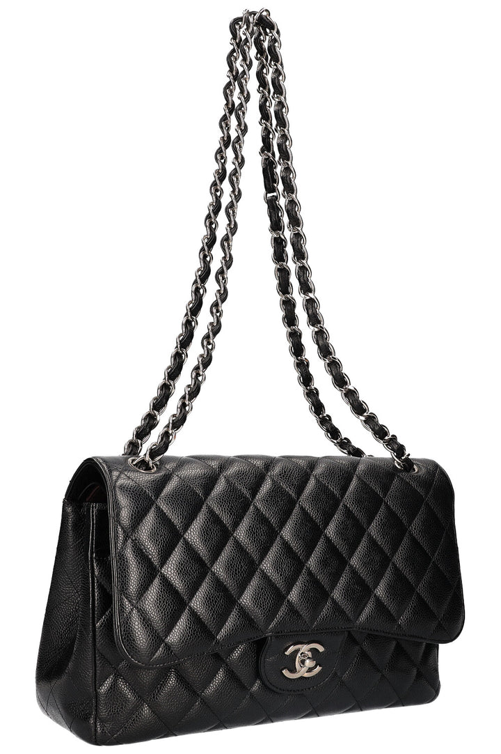 CHANEL Double Flap Bag Large Caviar Black