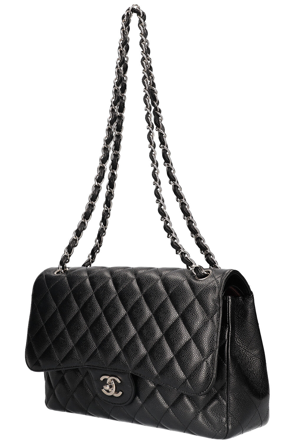 CHANEL Double Flap Bag Large Caviar Black