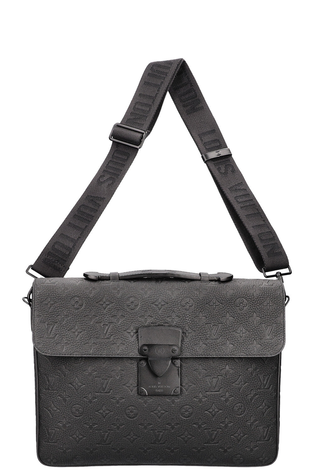 LOUIS VUITTON S Lock Briefcase Taurillon Leahter Black