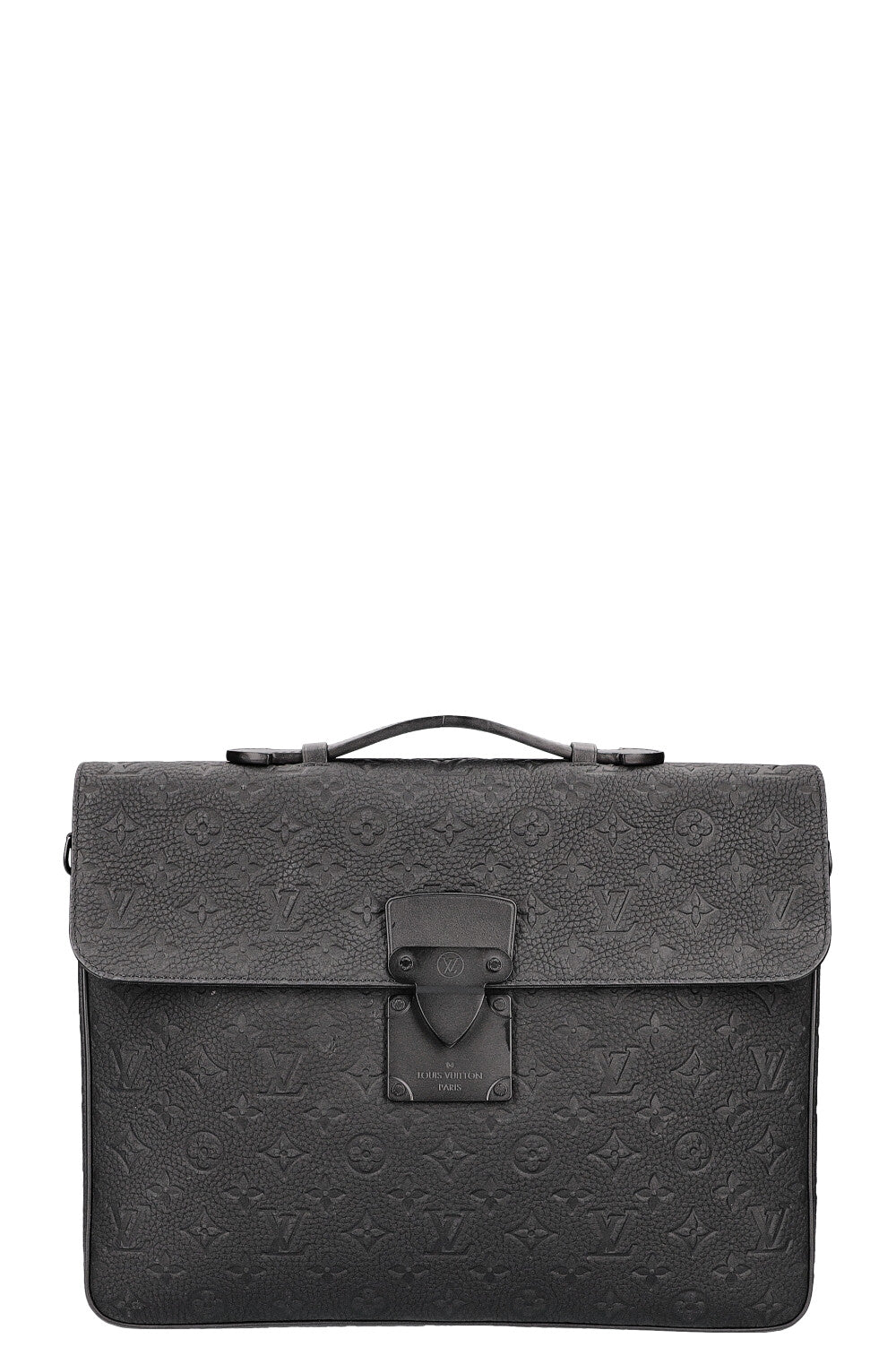 LOUIS VUITTON S Lock Briefcase Taurillon Leather Black