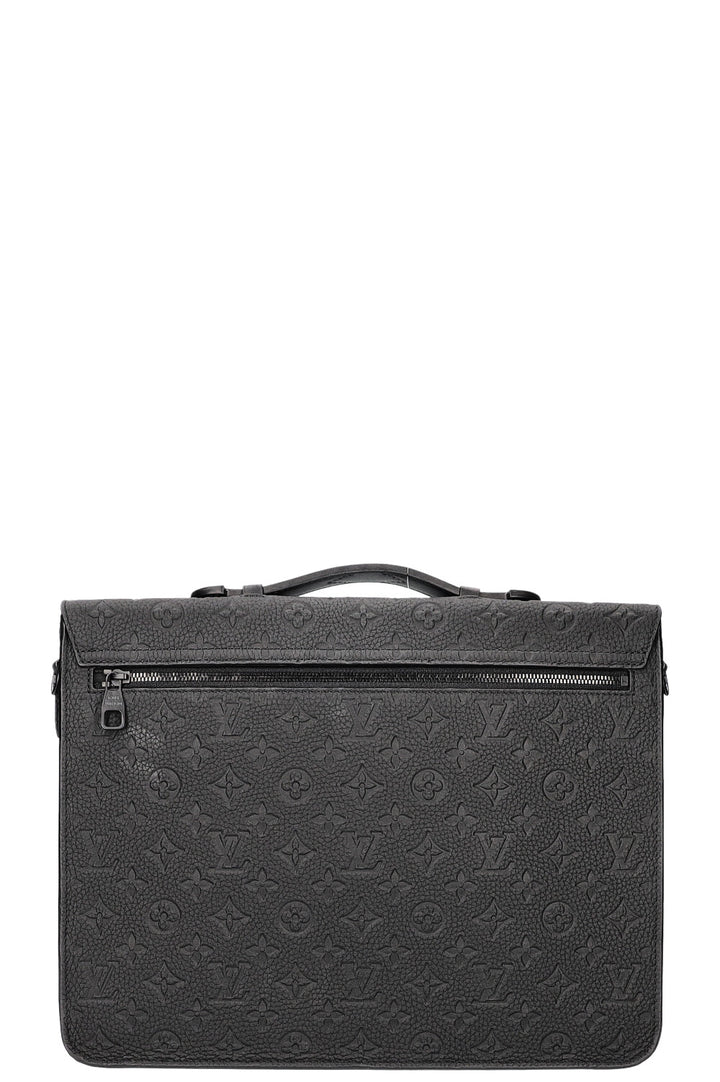 LOUIS VUITTON S Lock Briefcase Taurillon Leather Black