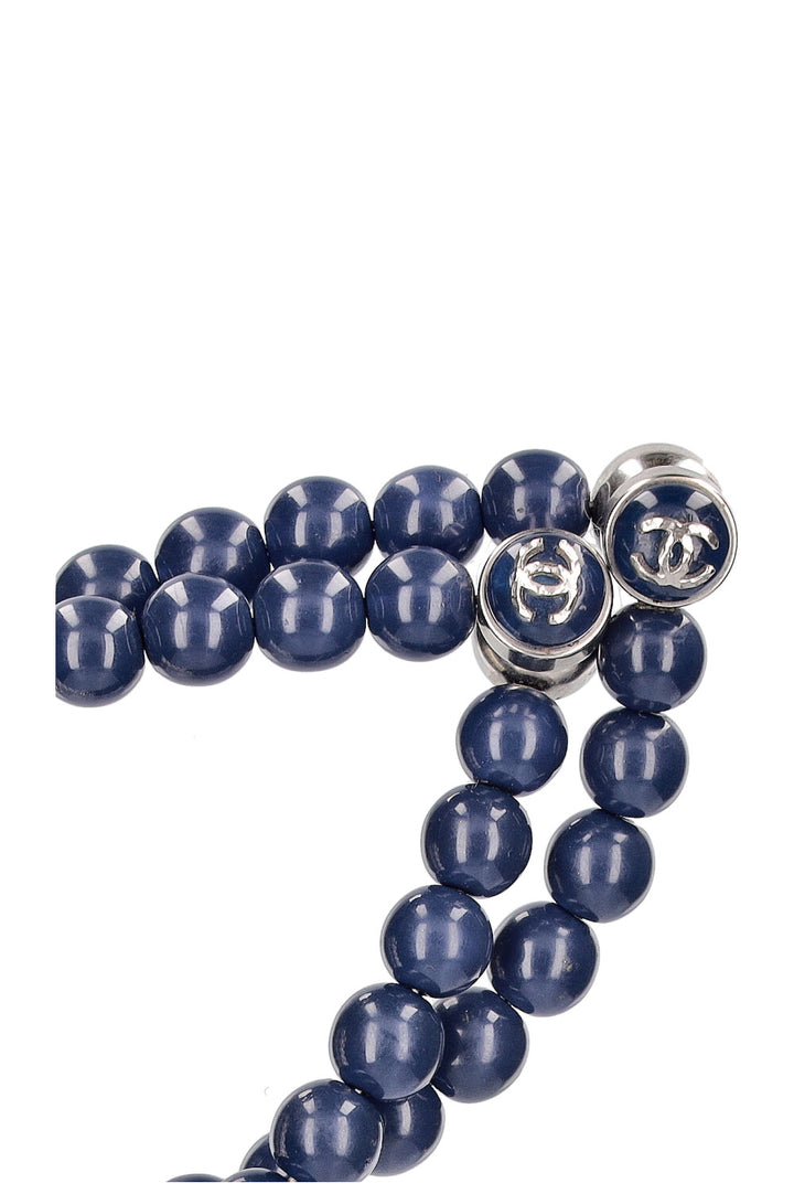 CHANEL Magnetic Earclips Pearls Blue White