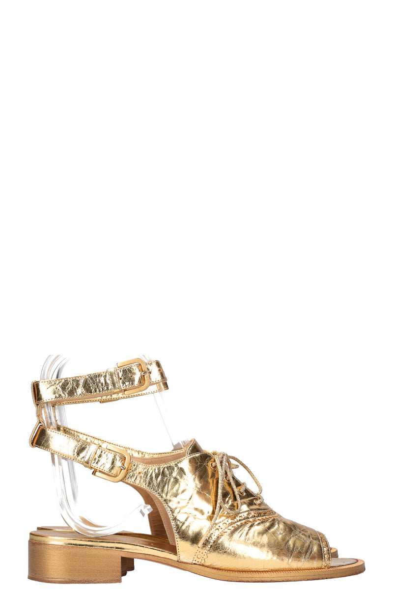 CHANEL Brogue Flats Gold SS15