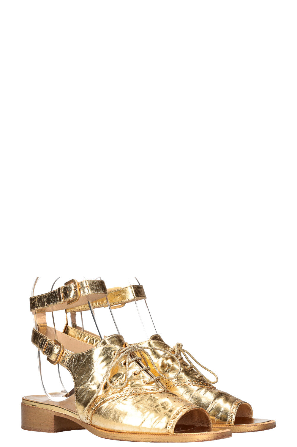 CHANEL Brogue Flats Gold SS15