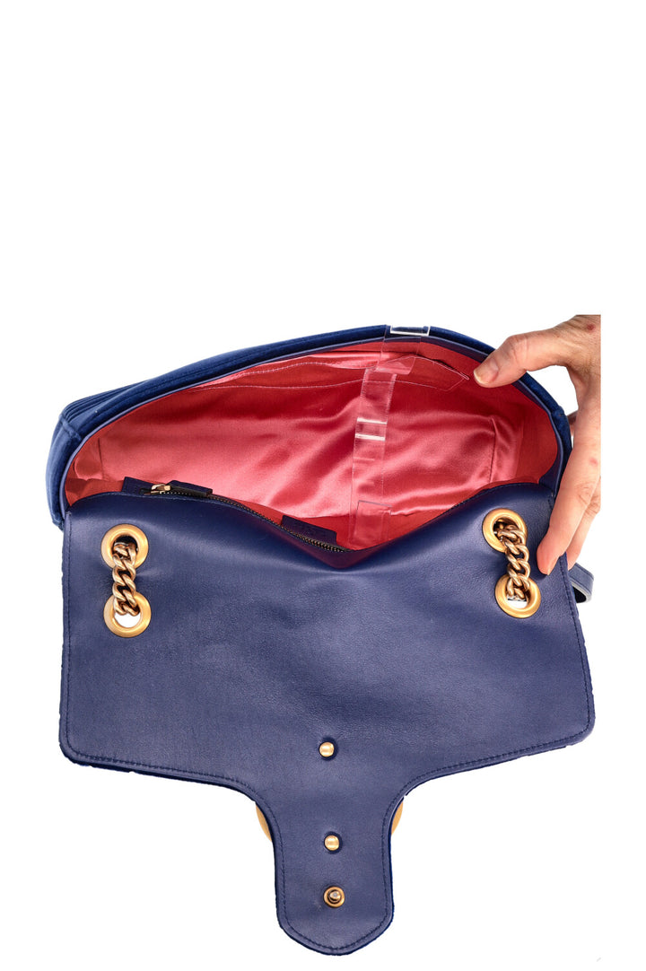 GUCCI Marmont Medium Bag Velvet Blue