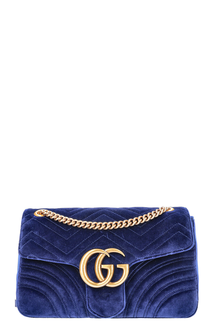 GUCCI Marmont Medium Bag Velvet Blue