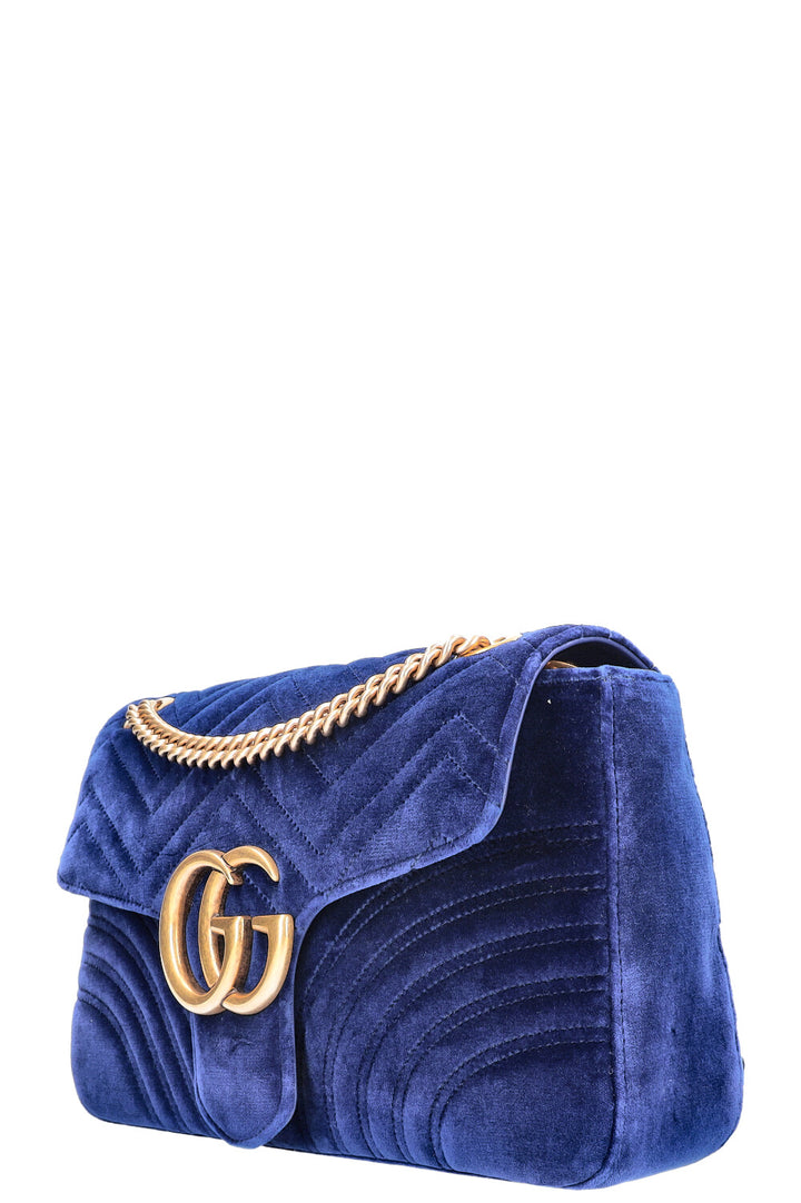 GUCCI Marmont Medium Bag Velvet Blue