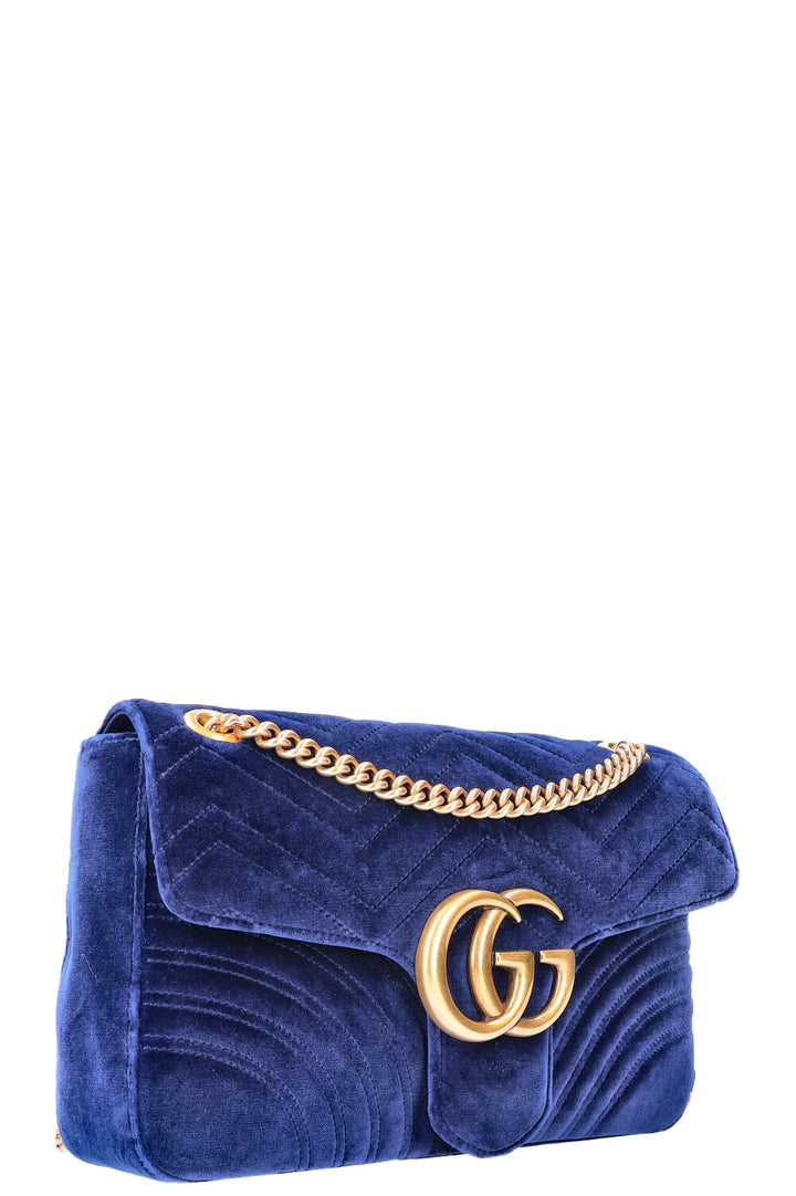 GUCCI Marmont Medium Bag Velvet Blue