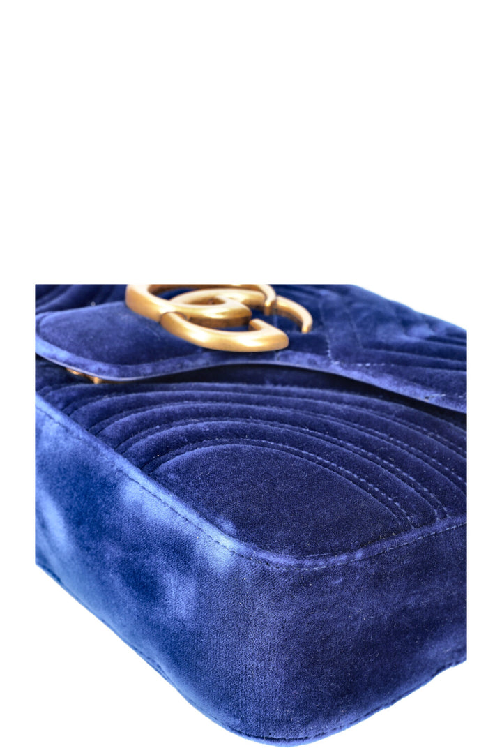 GUCCI Marmont Medium Bag Velvet Blue