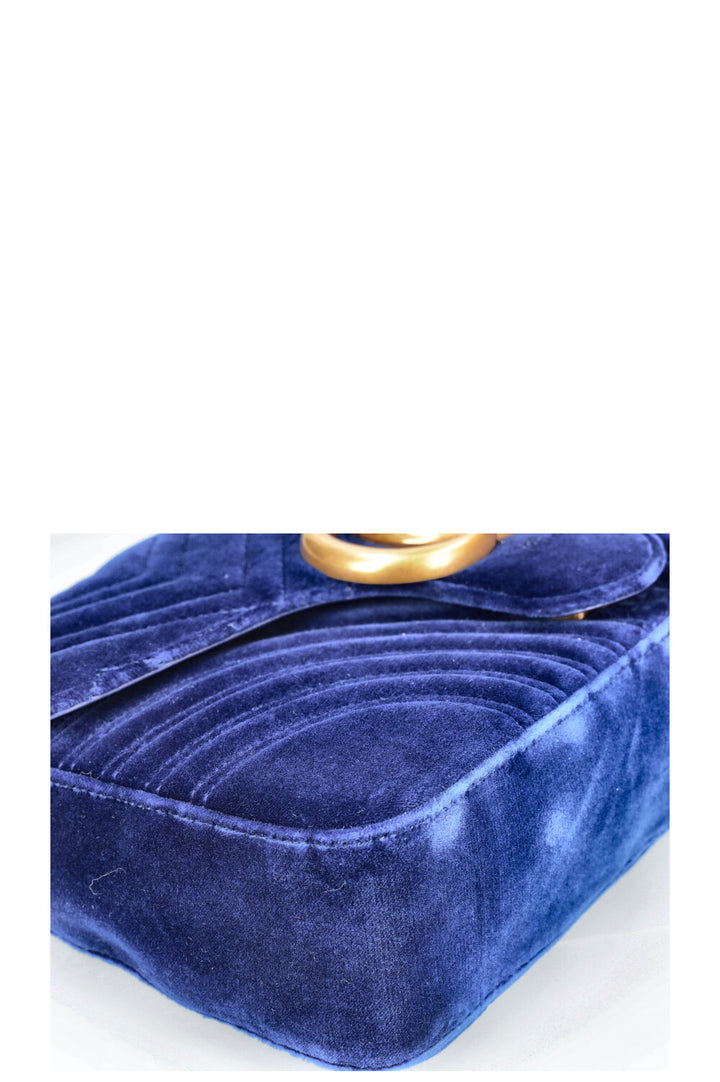 GUCCI Marmont Medium Bag Velvet Blue