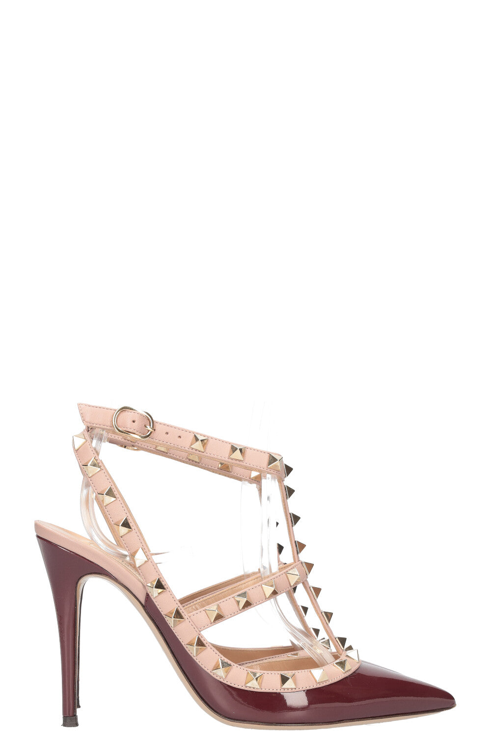 VALENTINO Rockstud Heels Patent Leather Burgundy