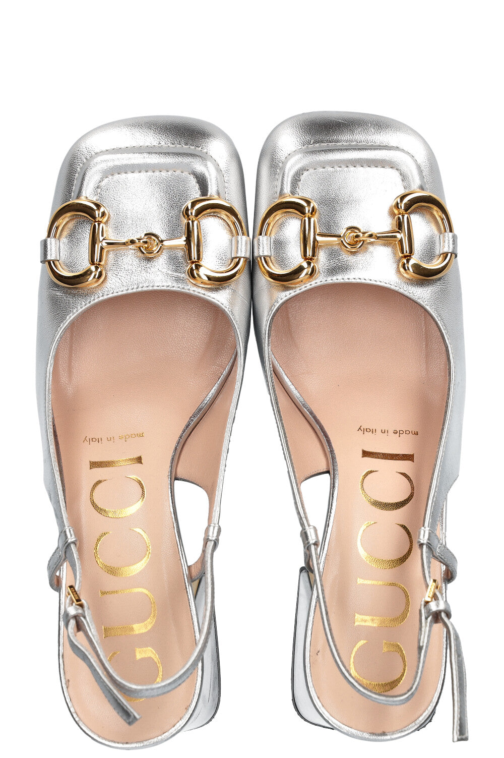 GUCCI Baby Horsebit Slingback Pumps Silver