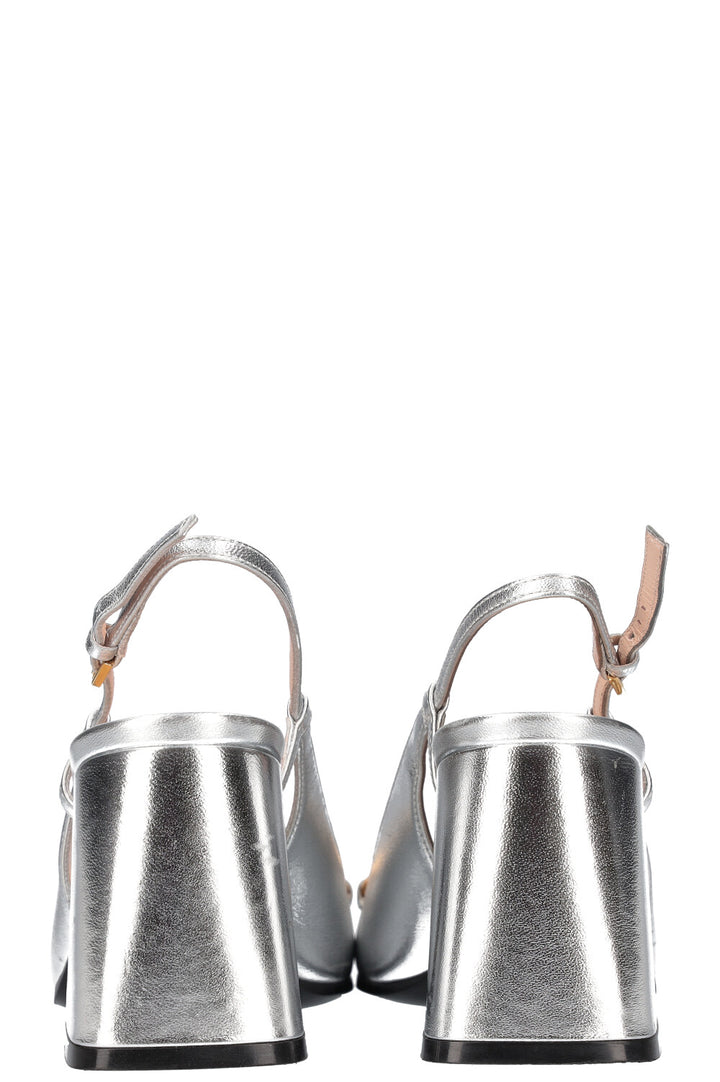 GUCCI Baby Horsebit Slingback Pumps Silver