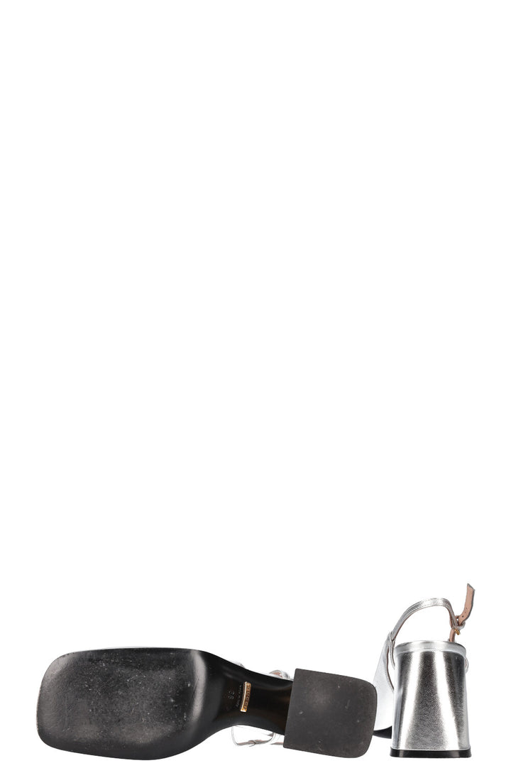 GUCCI Baby Horsebit Slingback Pumps Silver