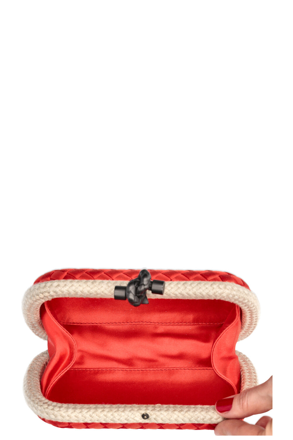 BOTTEGA VENETA Box Knot Clutch Intrecciato Red