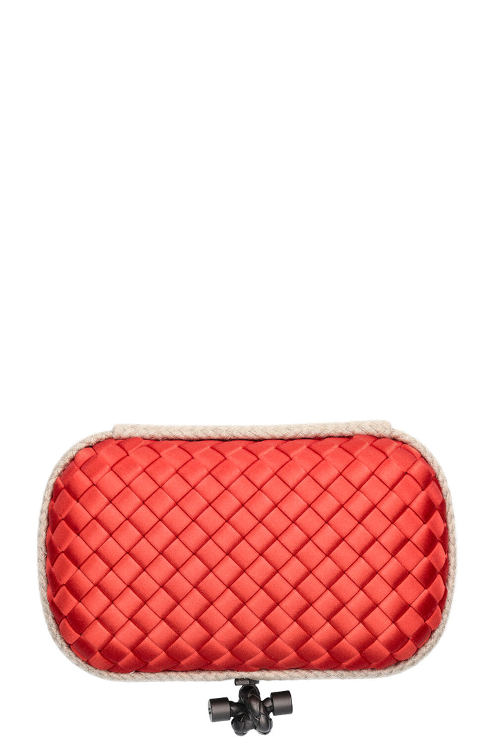 BOTTEGA VENETA Box Knot Clutch Intrecciato Red