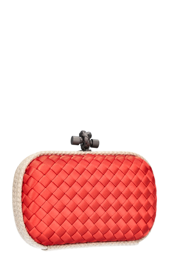 BOTTEGA VENETA Box Knot Clutch Intrecciato Red