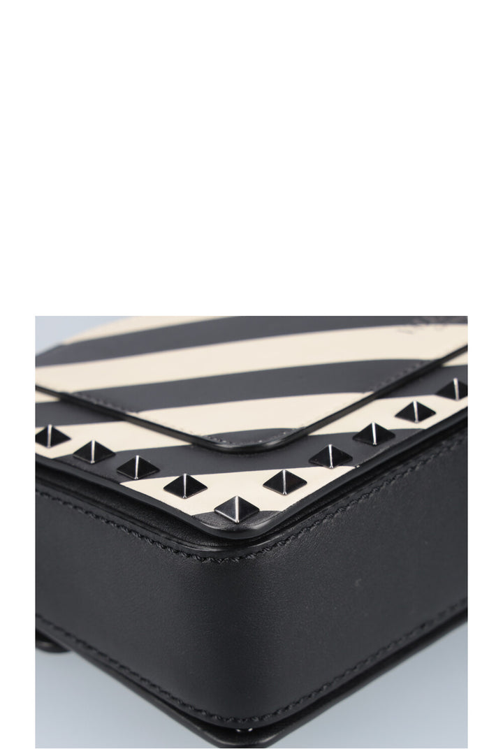 VALENTINO Rockstud Flip Lock Bag Black White