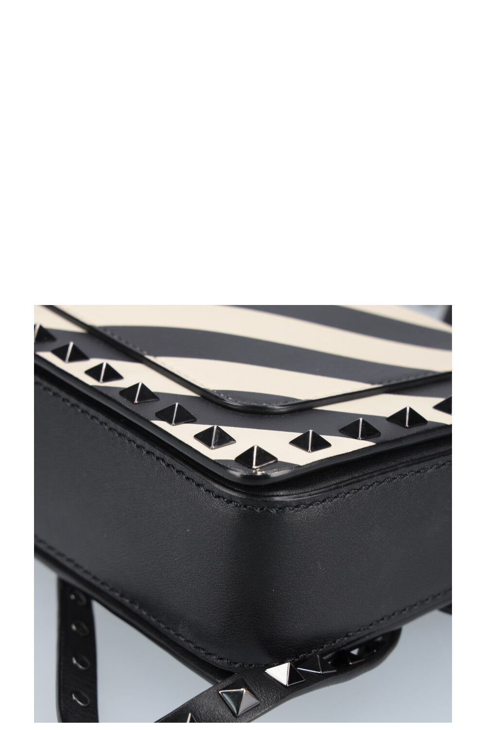 VALENTINO Rockstud Flip Lock Bag Black White